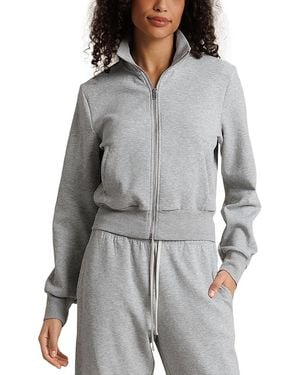 PERFECTWHITETEE Pureform Long Sleeve Cotton Stretch Track Jacket - Gray