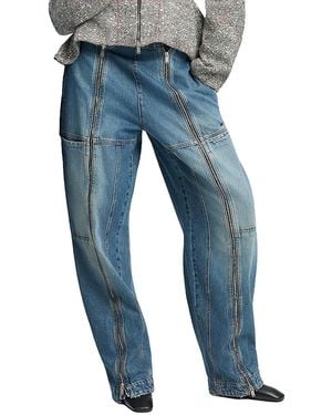 Stella McCartney Barrel Leg Zip Jeans - Blue