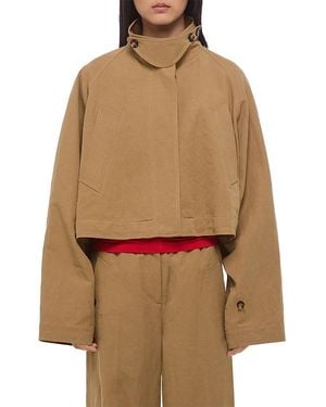 Helmut Lang Sandwash High Collar Crop Coat - Brown