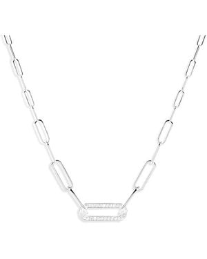 Dinh Van 18K Maillon Diamond Pave Link Pendant Necklace, 16.93 - Metallic