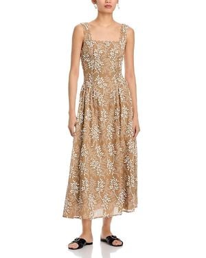 Moon River Square Neck Midi Dress - Natural