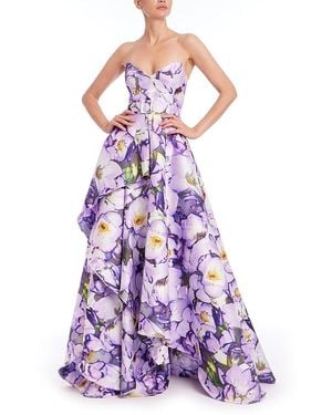 Badgley Mischka Strapless Belted A-Line Gown - Purple
