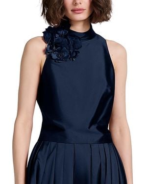 EMILY SHALANT 3D Flower Taffeta Top - Blue