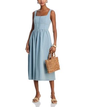 Aqua Denim Tank Midi Dress - Blue