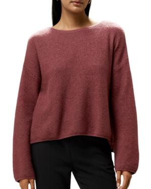 LILYSILK Relaxed Fit Drop-Shoulder Silk Cashmere Blend Sweatshirt - Red