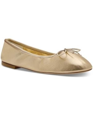 Stuart Weitzman Nia Leather Ballet Flats - Natural