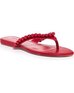 Aqua Jules Embellished Thong Sandals - Red