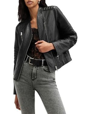AllSaints Cawley Leather Biker Jacket - Black