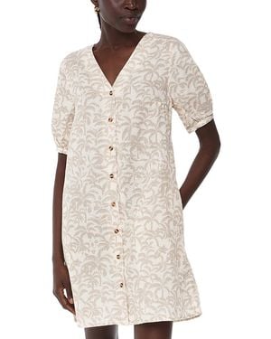 Whistles Palm Print Linen Blend Dress - Natural