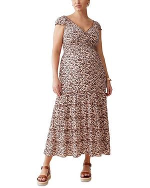 Ingrid & Isabel Maternity Cap Sleeve Maxi Dress - Brown