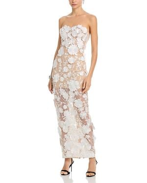 Aqua Long 3D Floral Gown - White