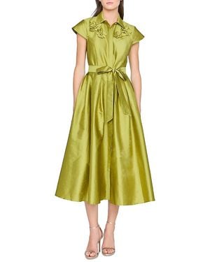 THEIA Vada Taffeta Shirt Dress - Yellow