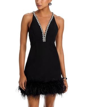 Aqua Feather Embellished Tank Dress - Black