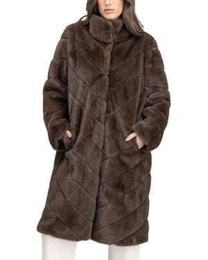 Lyla Grant Faux Fur Mink Coat - Brown