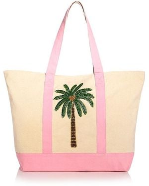 Aqua Large Canvas Tote - Pink