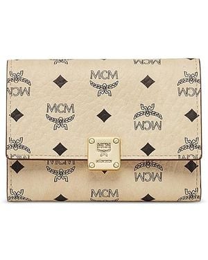 MCM Aren Small Visetos Canvas Wallet - Natural