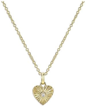 Zoe Lev 14K Diamond Bezel One Love Heart Pendant Necklace, 16-18 - Metallic