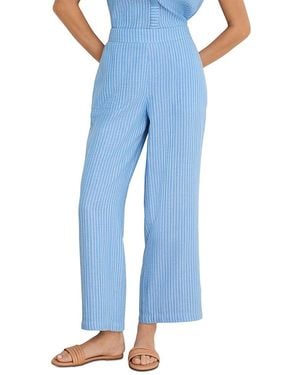 NIC+ZOE Fairfield Wide Leg Gauze Ankle Pants - Blue