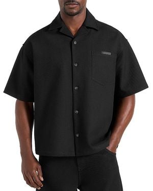 Manière De Voir Brook Signature Twill Boxy Shirt - Black