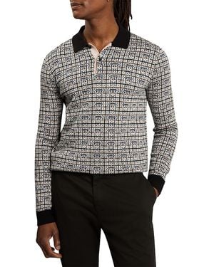 Ted Baker Darven Long Sleeve Geo Fair Isle Sweater Polo - Gray