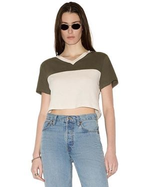 RE/DONE V Neck Contrast Jersey Tee - Gray