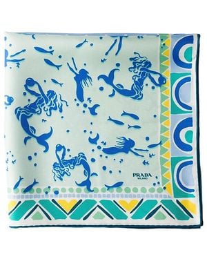 Prada Printed Silk Twill Scarf, 55 X 55 Cm - Blue