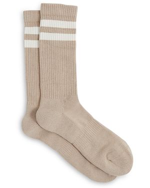 Reiss Henman Cotton Blend Rib Stripe Crew Socks - White