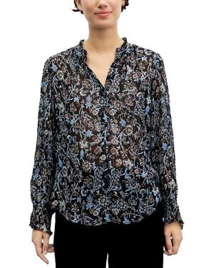 Gerard Darel Linda Printed Ruffle Collar Blouse - Black