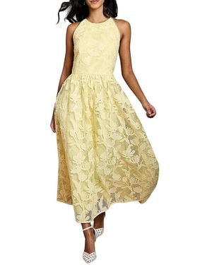 Coast Petite Halterneck Lace Midi Dress - Yellow