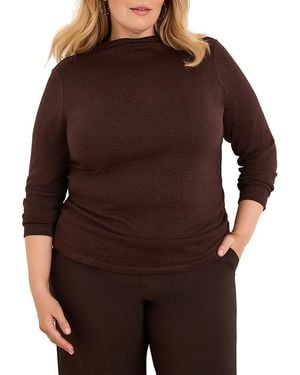 NIC+ZOE Everyday Sparkle Ruched Top - Brown