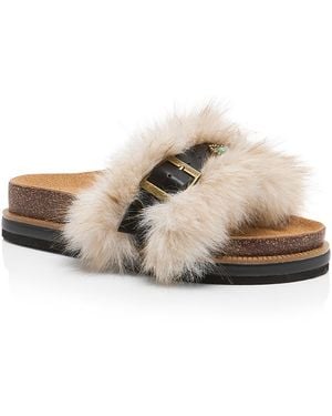 Free People Frankie Faux Fur Slide Sandals - Multicolor