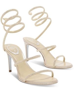 Rene Caovilla Cleo Crystal Embellished Stiletto Sandals - White
