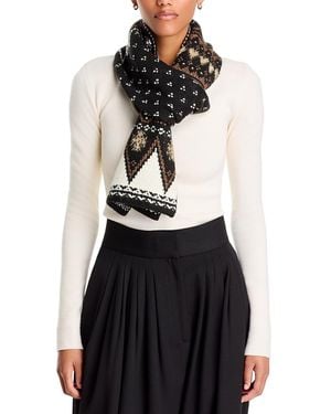V. Fraas Fair Isle Metallic Knit Scarf - Black
