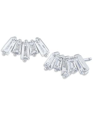 Kenneth Jay Lane Baguette Cubic Zirconia Fan Stud Earrings - White