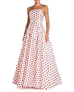 Mac Duggal Strapless Polka Dot Mikado Ballgown - Red