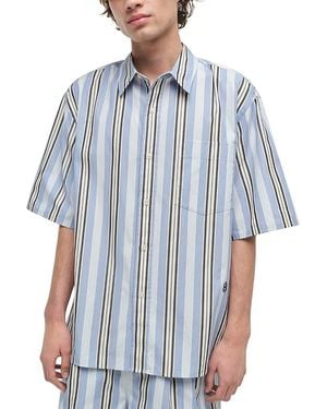 Jonathan Simkhai Deacon Oversized Button Front Shirt - Blue