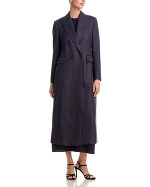 Eleventy Four Button Wool Blend Duster Coat - Blue