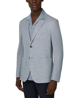 BOGGI Regular Fit Textured Linen Jacket - Blue