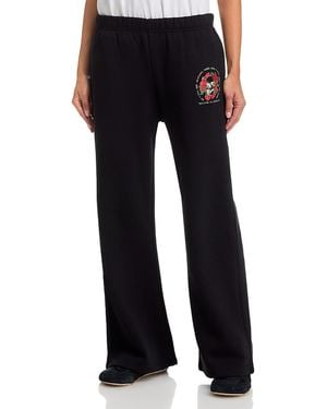 Aqua Rose Skull Wide Leg Sweatpants - Black