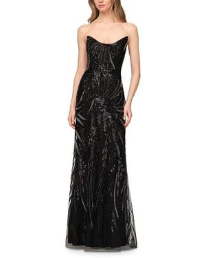 THEIA Clarissa Beaded Strapless Gown - Black