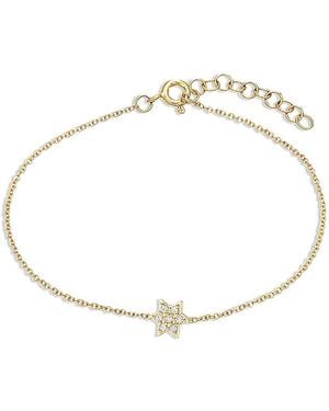 Zoe Lev 14K Diamond Star Of David Link Bracelet - Metallic