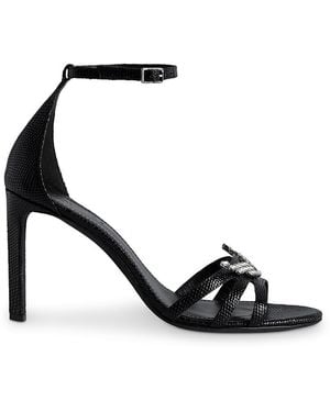 Zadig & Voltaire Amee Wing Embossed Ankle Strap High Heel Sandals - Black