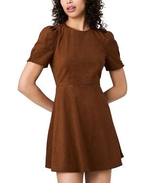 French Connection Sonja Faux Suede Flare Mini Dress - Brown