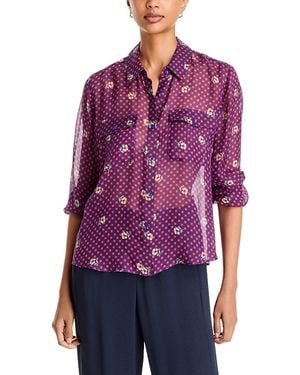 Johnny Was Jacobi Silk Sheer Blouse - Purple