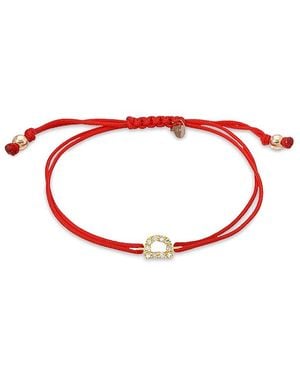 Zoe Lev 14K Fortune Diamond Initial Cord Bolo Bracelet - Red