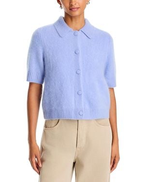 Rag & Bone Jada Brushed Cashmere Short Sleeve Cardigan - Blue