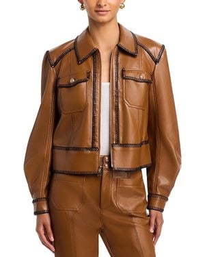 Cinq À Sept Kimmy Whipstitch Faux Leather Jacket - Brown