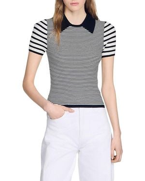 Sandro Ludo Collared Crewneck Sweater - Blue