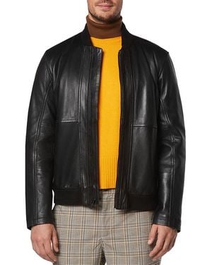 Andrew Marc Macneil Leather Bomber Jacket - Black
