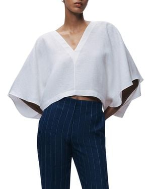 Nocturne Belt Detail V-Neck Blouse - Blue